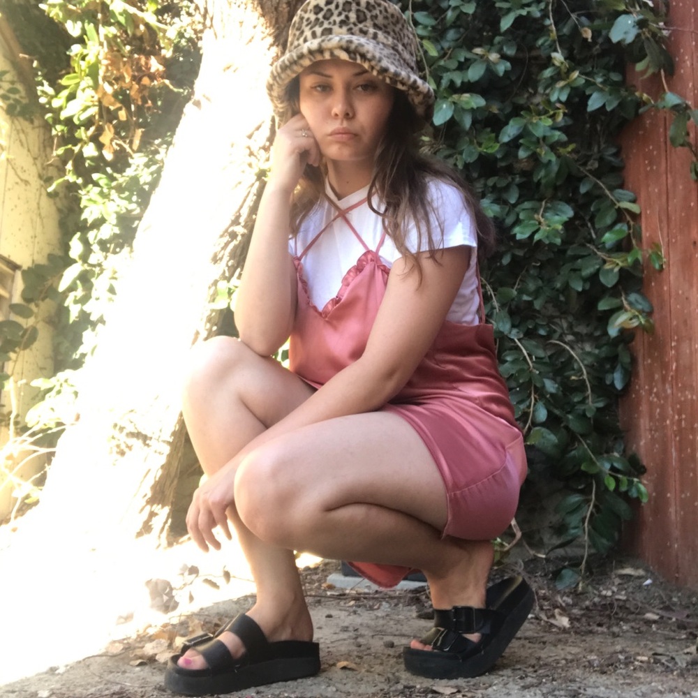 Satin pink baby doll dress
